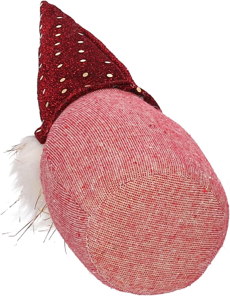 Gnome décoratif autoportant en tissu robe rouge avec barbe cm.9x8x30h