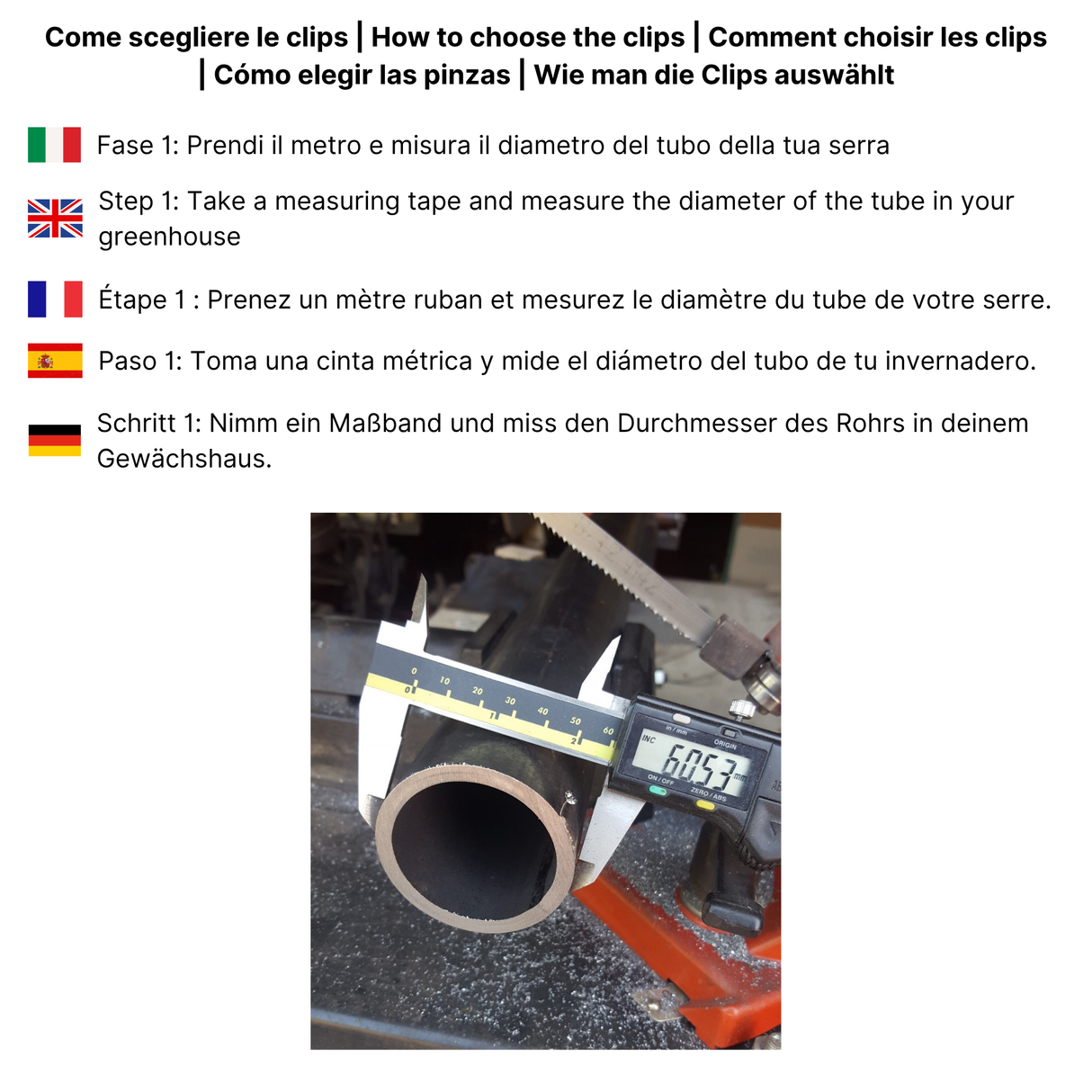 Clips de fixation pour serres en métal ou en acier - différents diamètres disponibles