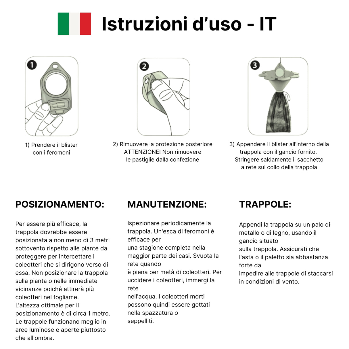 Trappola Popillia Japonica con Feromone Booster – Kit Biologico per 500 m² con 2 Sacchi di Raccolta