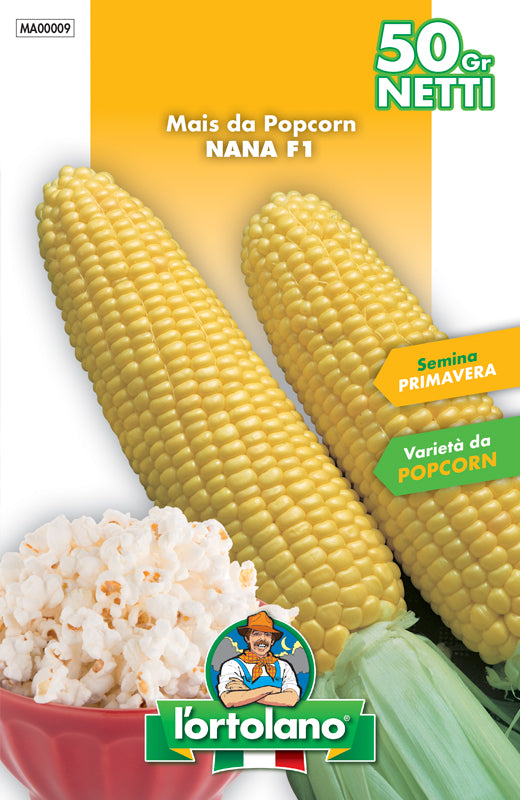 Semi di Mais da popcorno varietà Nana F1 - busta da 50 gr - L'Ortolano