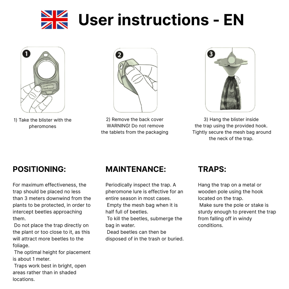 Trappola Popillia Japonica con Feromone Booster – Kit Biologico per 500 m² con 2 Sacchi di Raccolta