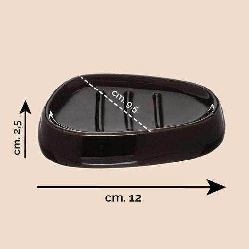 Porta saponetta in ceramica nera lucida cm. 12x9,5x2,5h. JJA