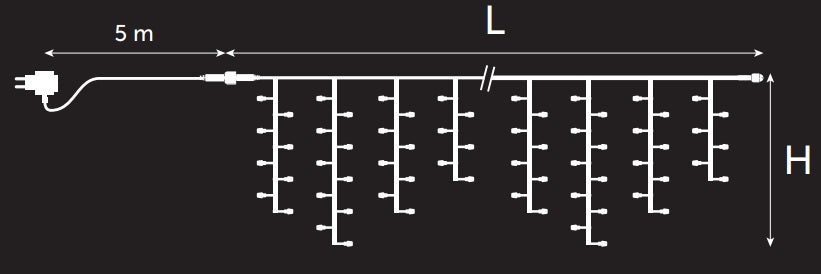 Tenda sfalsata prolungabile 210 LED da interno/esterno (massimo 4 tende totali) - mt. 4 x 1 h