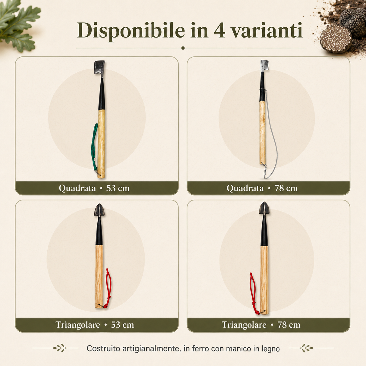 Vanghetto per Tartufi Fatto a Mano – 2 Misure e 2 Tipologie di Punta