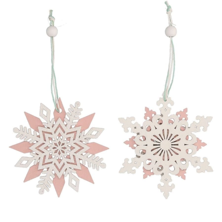 1 Decorazione fiocco di neve in legno rosa - Decorazioni assortite Vacchetti (2604846)