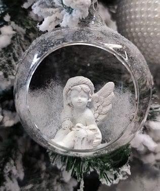 1 Sfera in vetro con angelo - Decorazione assortita Vacchetti