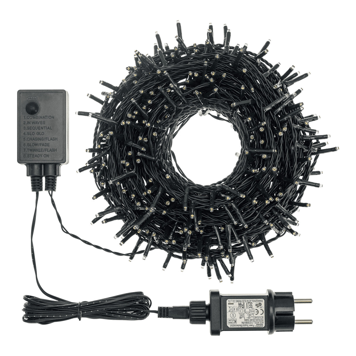 Guirlande Lumineuse Mini LED 360 - Blanc Chaud - 220 V - Avec Jeu de Lumière - Câble Vert - 25,7 m - XmasKing