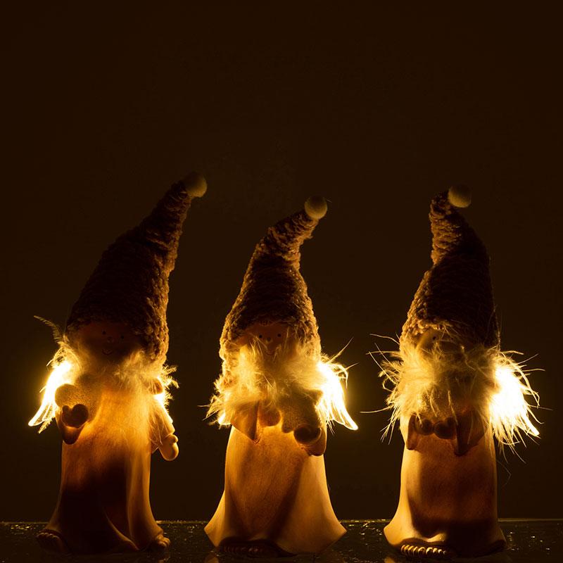 J-Line Angelo decorativo in resina e tessuto rosa con led, tre modelli cm.23x6.5x16h (3818586)