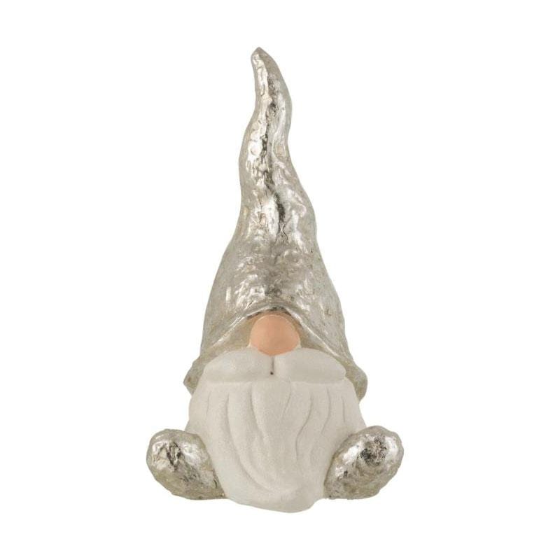 J-Line Seduto Babbo natale decorativo in ceramica bianco e argento, due modelli cm.23x40x45h (3818613)