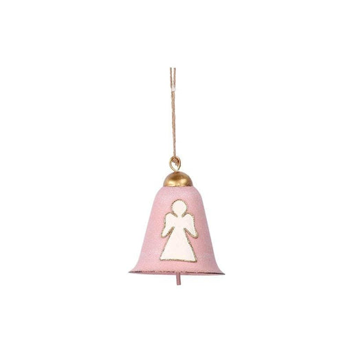 Decorazione da appendere in metallo a forma di campana rosa, due modelli cm.10 x 8 h | OlimpiaHome. (3818805)