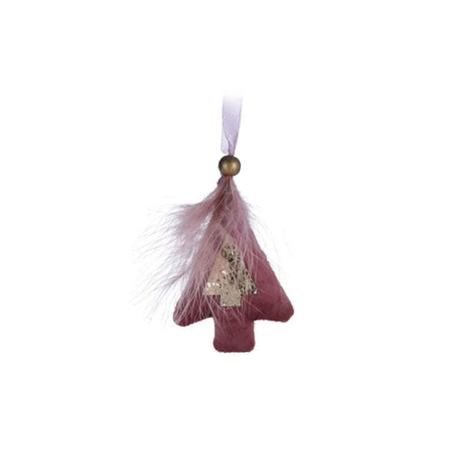 Decorazione natalizia da appendere albero/stella rosa antico con piuma cm.10x10h | OlimpiaHome. (3818823)