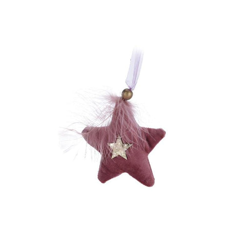 Koopman Stella Decorazione natalizia da appendere albero/stella rosa antico con piuma cm.10x10h (3818824)