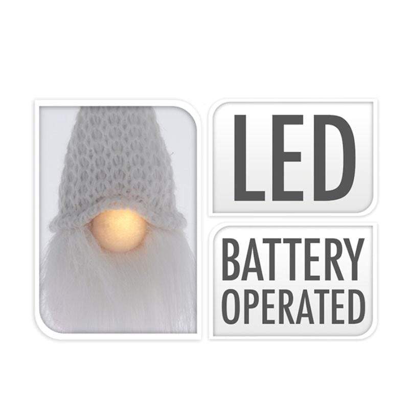 Koopman Figura natalizia in tessuto da appendere viso gnomo naso led cappello bianco/rosa cm.19h (3818958)