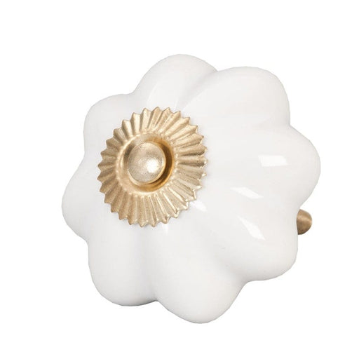 Clayre & Eef Bianco Pomello per porta rotondo in ceramica vintage, due colori cm.5x5h (3819105)