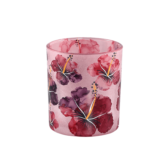 PTMD A Porta tealight rosa in vetro con motivi floreali quattro misure (3819137)