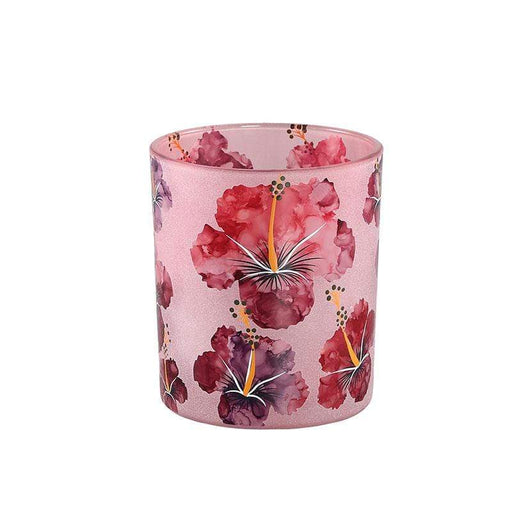 PTMD B Porta tealight rosa in vetro con motivi floreali quattro misure (3819138)