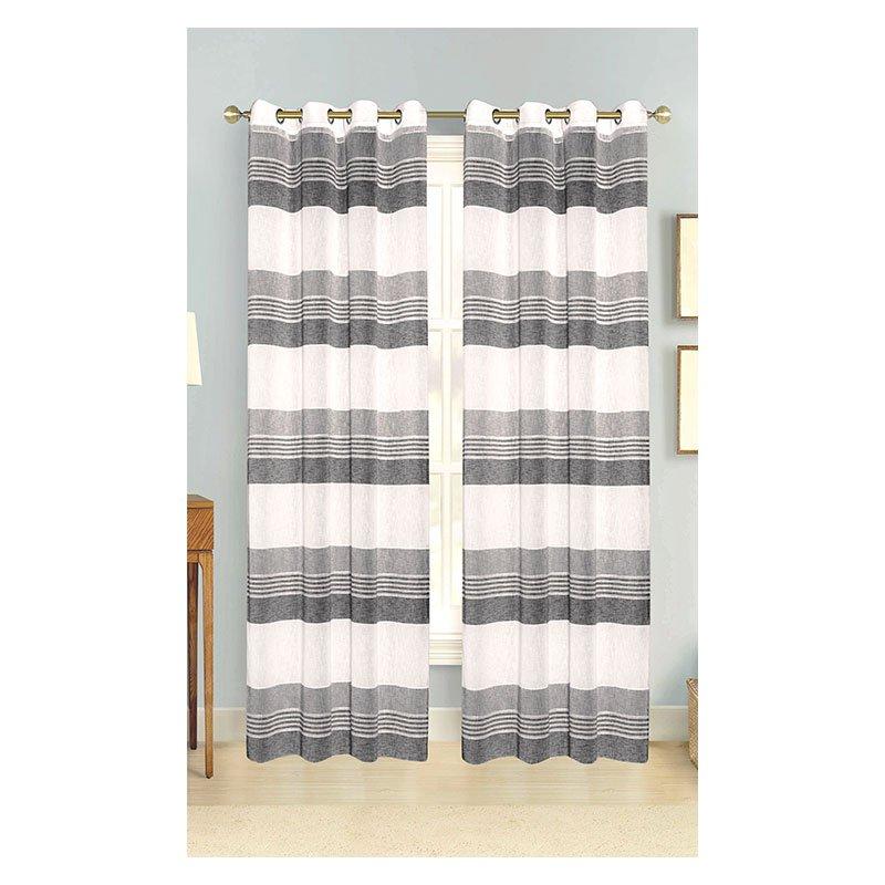 Lovely Shabby Grigio Tendone con anelli a righe Helios, due colori cm.140x300 (3819291)