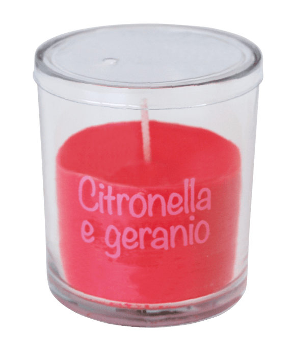 Candela Citronella bicchiere vetro per interni 74x83 mm Citronella e Geraneo Cereria Artigiana Umbra (2492274)