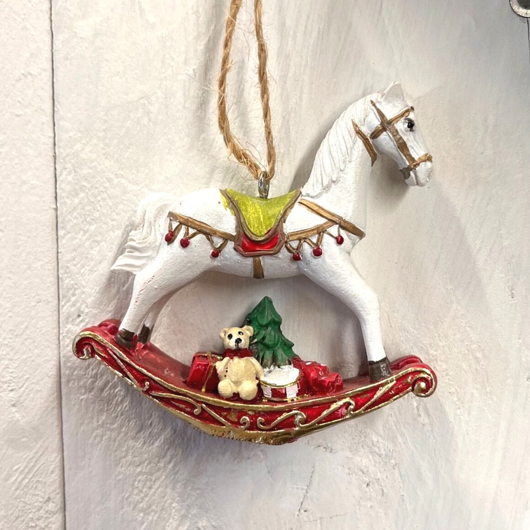Cavallino a dondolo da appendere - Decorazione natalizia Dondolo con alberello MillStore (2492574)