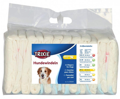 Pannolini per Cani femmine - 12 pezzi - Trixie Bianco / M/L Trixie (2496546)