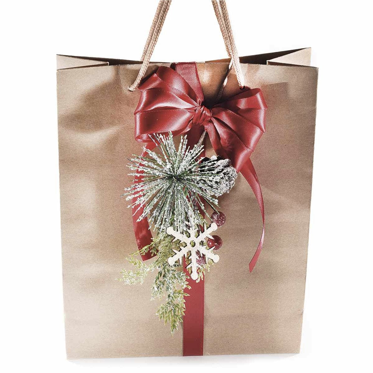 Pick Natalizio con bacche, pigne e decoro in legno Art From Italy (2567601)