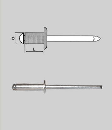 Rivetto in lega di Alluminio Testa Tonda Piana Ø D = 4 mm - L = 16 mm MillStore (2497838)