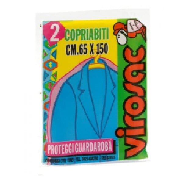 Sacco salva abiti sagomato trasparente - 65 x 150 cm conf. da 2 pz Virosac (2498123)