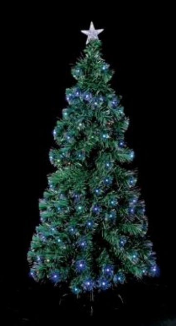 Albero di Natale in PVC "La Thuile" da interno/esterno con fibre ottiche e LED multicolor