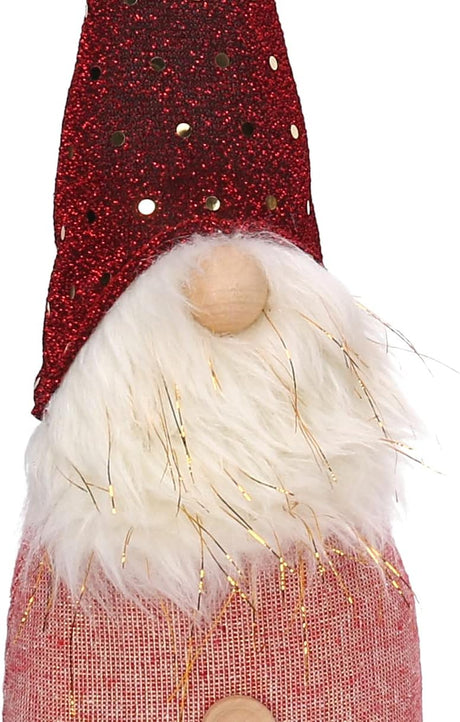 Decorative Gnome Tabletop in Fabric Dressed in Red with Beard cm.9x8x30h