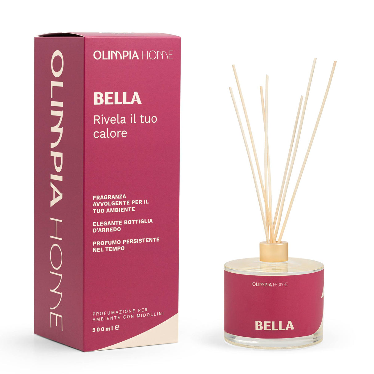 Diffuseur de parfum d'ambiance + mèches Bella - 115 ml - Olimpiahome