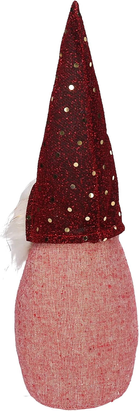 Decorative Gnome Tabletop in Fabric Dressed in Red with Beard cm.9x8x30h