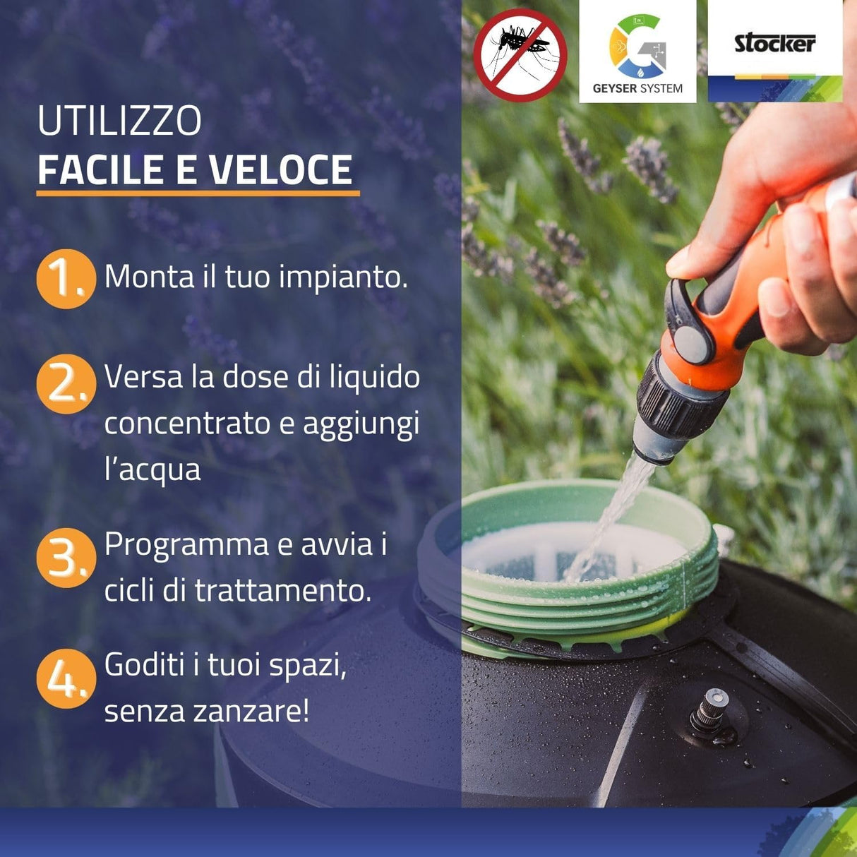 Nebulizzatore anti-zanzare Kit Geyser Essential - 4 L con tubi, spruzzatori, insetticida e disabituante