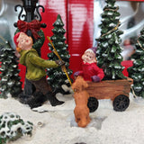 Scena Bambini e cane che giocano con 14 Led per paesaggio invernale