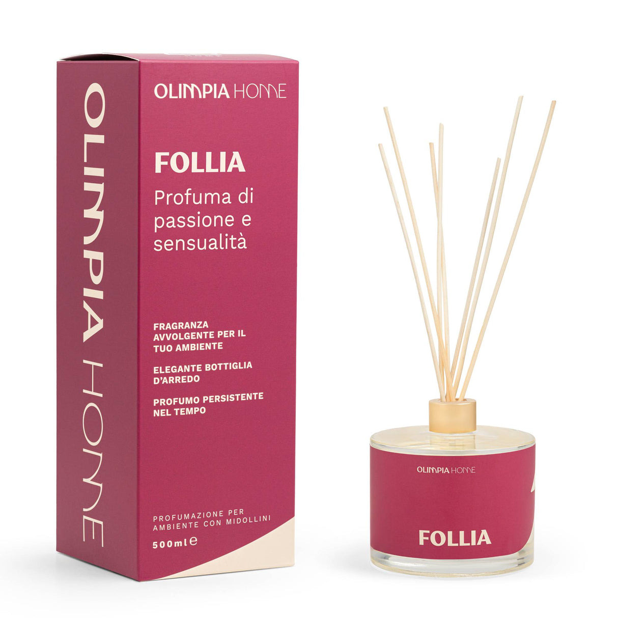 Room fragrance diffuser + reeds Follia - 115 ml - Olimpiahome