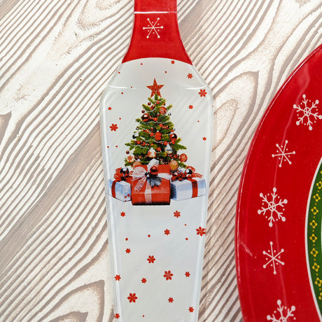 Juego de Plato y pala de vidrio con tema navideño - 2 motivos