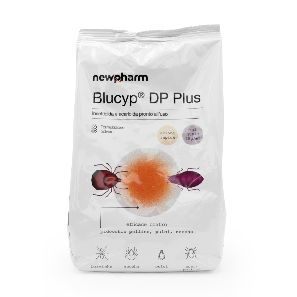 Insetticida acaricida polvere pollaio pulci e zecche Blucyp DP Plus - 1 kg - Newpharm
