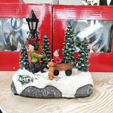 Scena Bambini e cane che giocano con 14 Led per paesaggio invernale