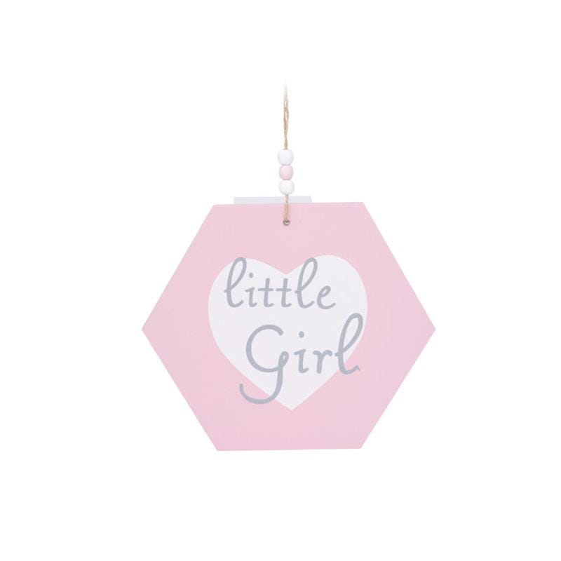 Decorazione da appendere in legno rosa con scritta "little girl" cm.22 Koopman (5941312)