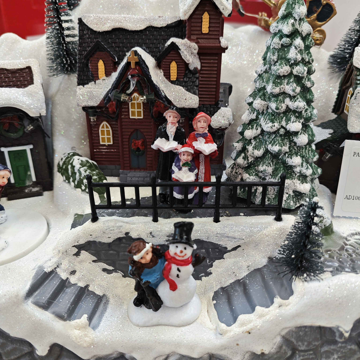 Paesaggio invernale Babbo Natale in slitta con 28 luci a led bianco caldo, musica e movimenti