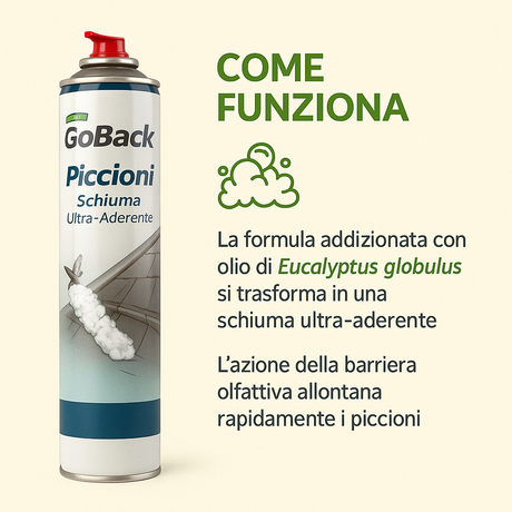 Repellente per Piccioni GoBack – Schiuma Spray Professionale 750 ml