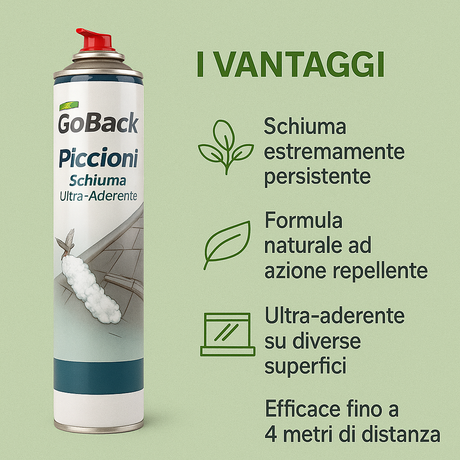 Repellente per Piccioni GoBack – Schiuma Spray Professionale 750 ml