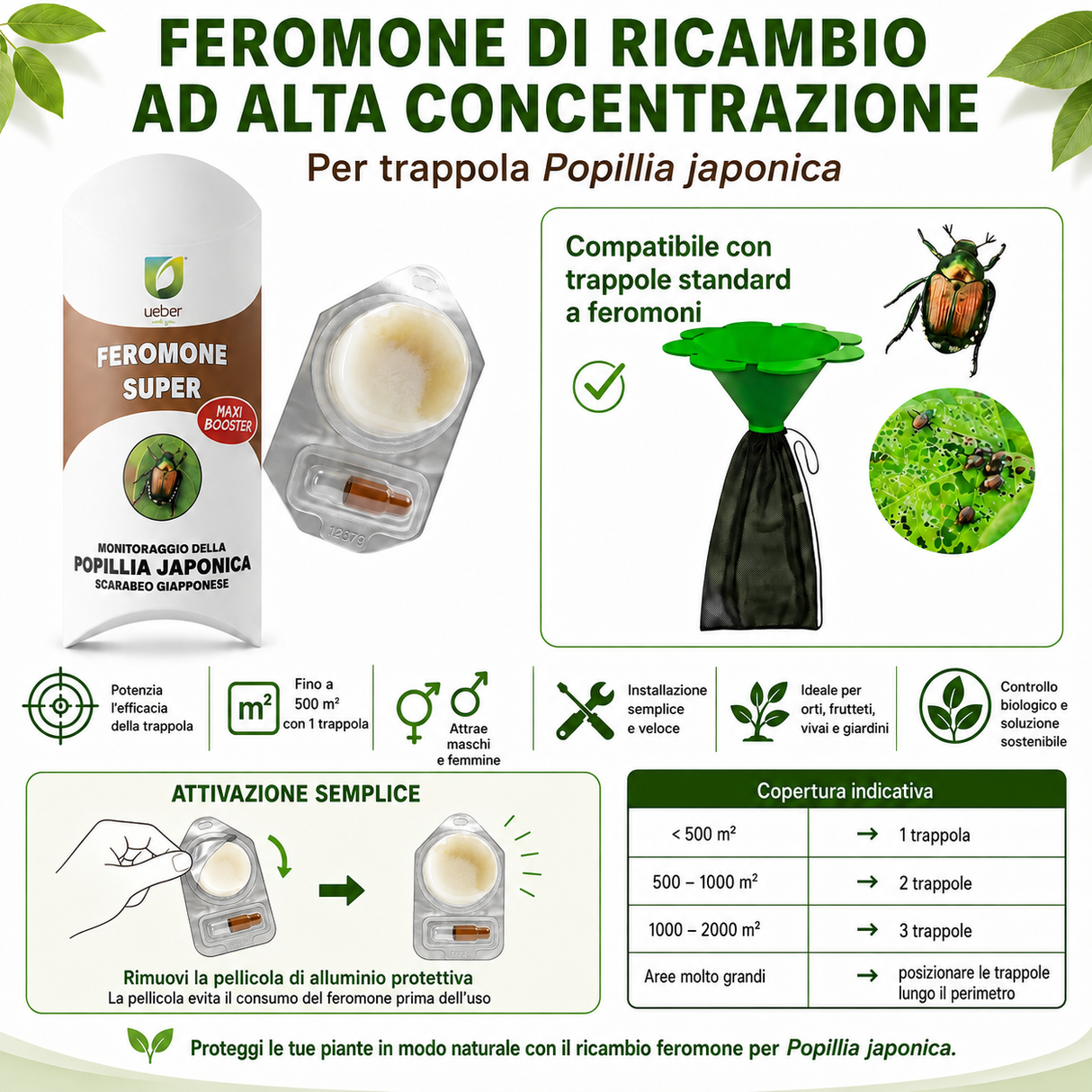 Feromone booster ricambio per trappola Popillia Japonica