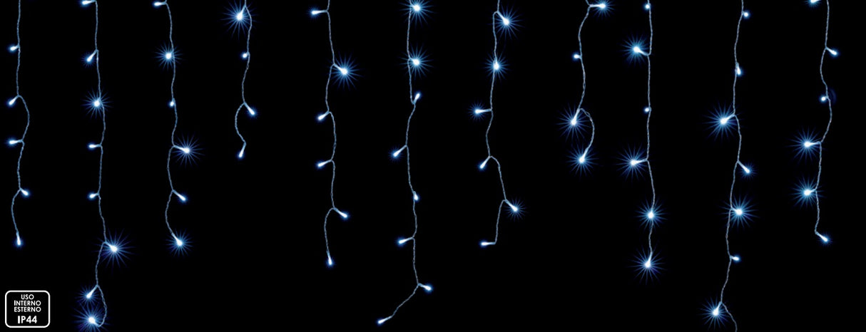 Prolunga 210 LED tenda sfalsata da interno/esterno bianco - mt. 4 x 1 h