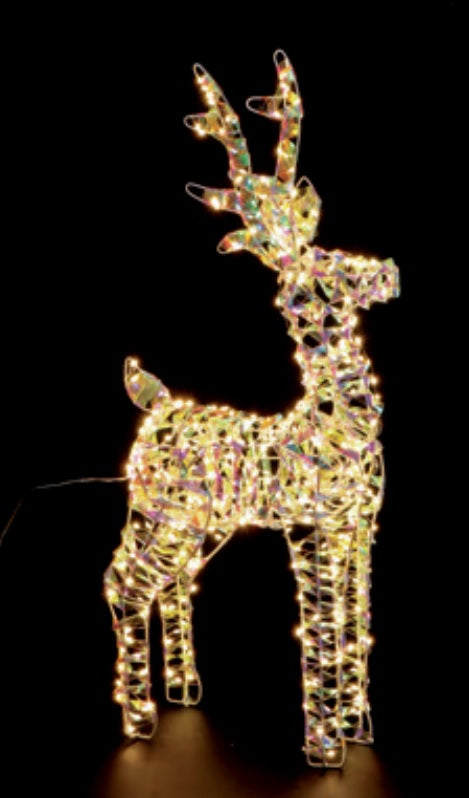 Renna luinosa con 400 LED da interno/esterno bianco - luce calda - effetto Iridescente