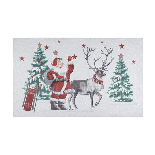 Tappeto bianco in poliestere con decori natalizi cm.75x45h Stof de France