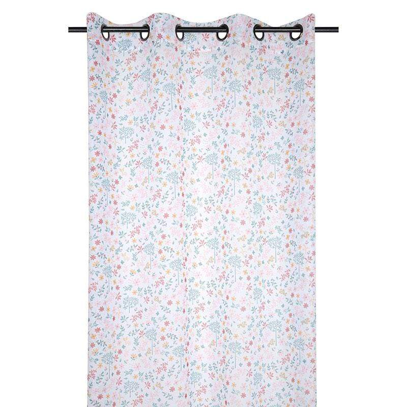 Tenda trasparente per bimbe bianca con fiori colorati cm. 135x260h. Stof de France