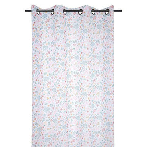 Tenda trasparente per bimbe bianca con fiori colorati cm. 135x260h. Stof de France
