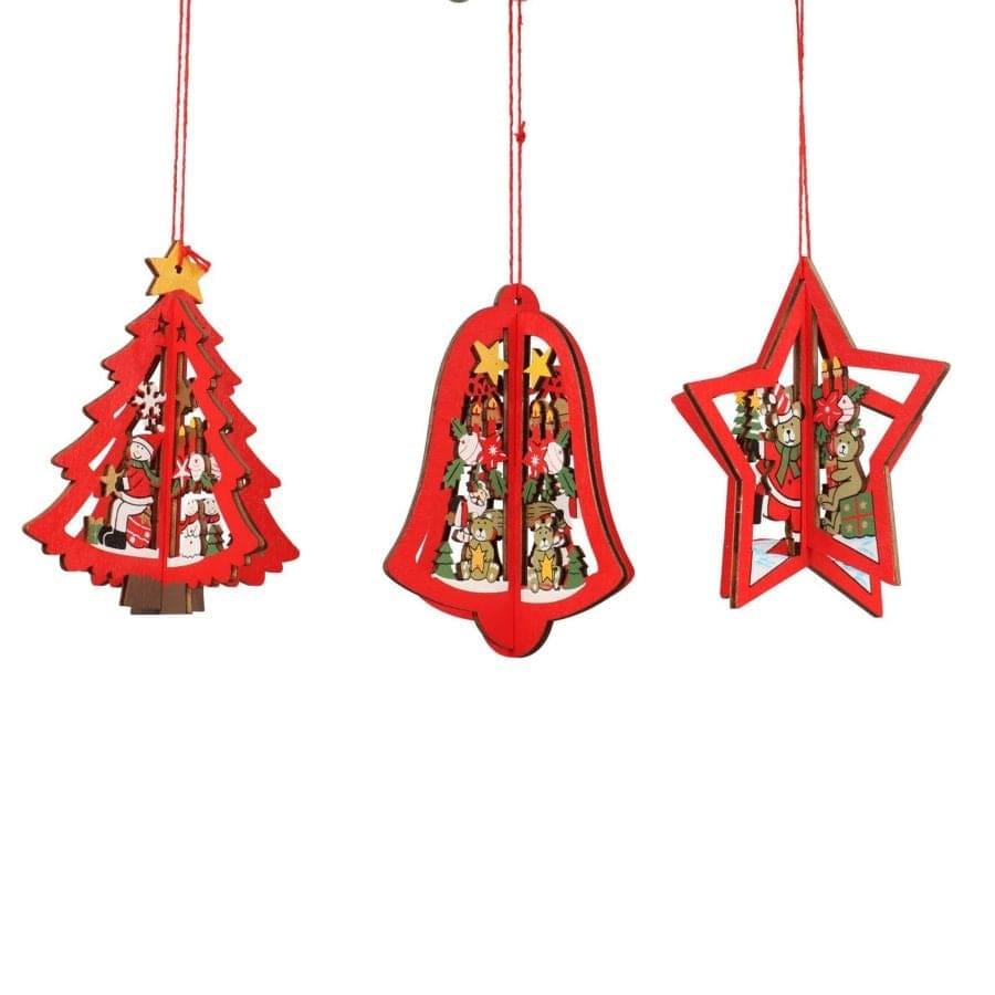 1 Decorazione in Legno Rosso - Modelli assortiti Vacchetti