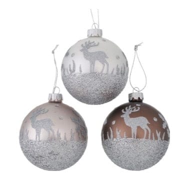 1 Sfera Gunvar in vetro con renne glitter - Decorazioni Assortita Boltze (2606045)
