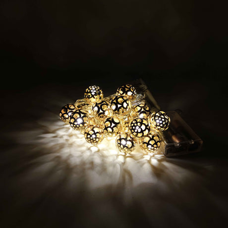 Guirlande lumineuse décorative 20 LED - Boules Or Foncé var.1 - Lumière Champagne